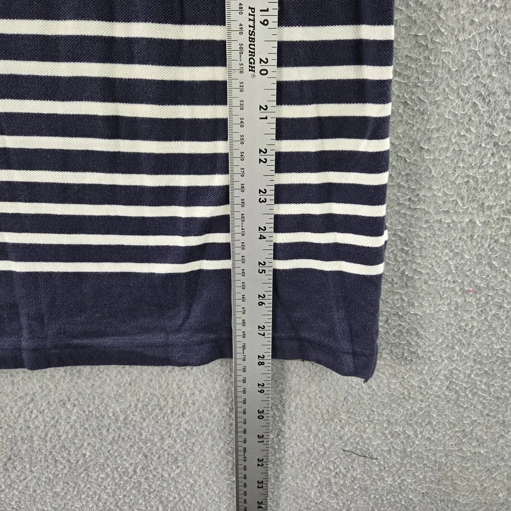 Banana Republic Men Polo S Navy Striped Button Short Sleeve NWT‎